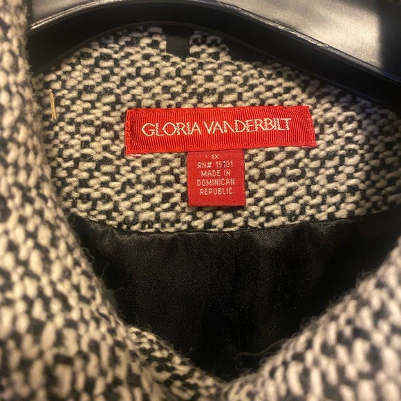 Gloria Vanderbilt Black and Cream Full Length Dress Coat - Picture 2 of 3